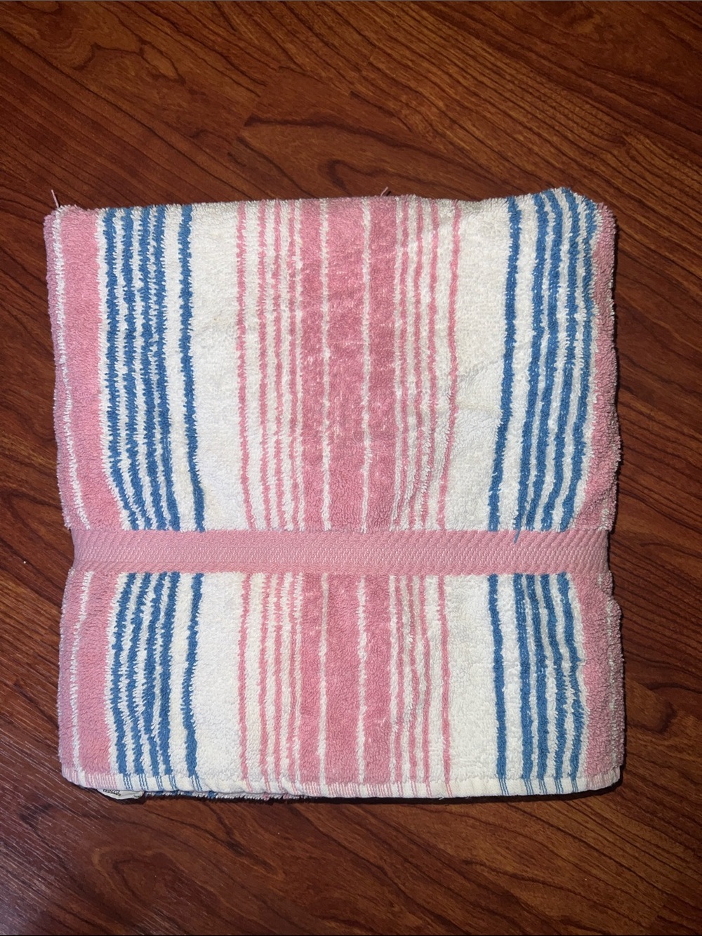 VTG Cannon Royal Family Pink White Blue Striped Cotton Bath Towel